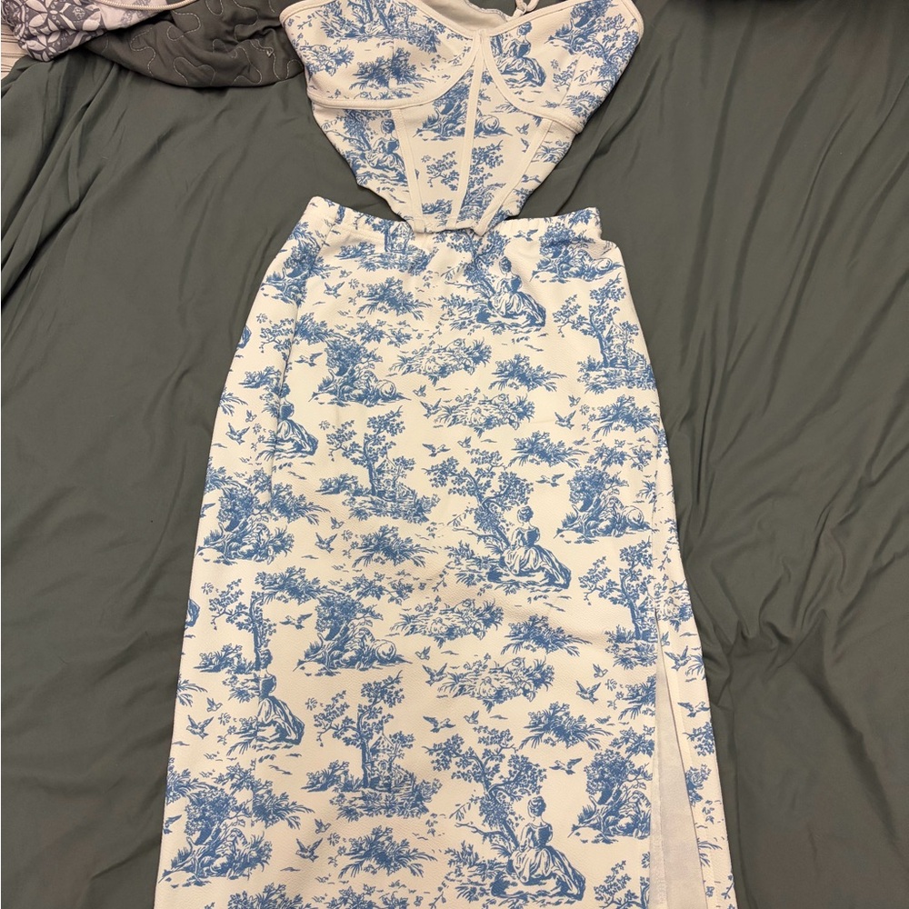 Elegant Blue and White Dress